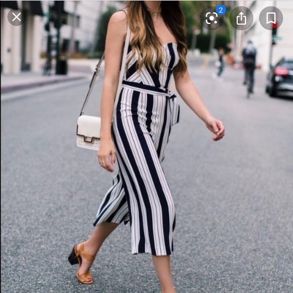 H&M Stripe Jumpsuit BNWT Sz 2 - Picture 1 of 4